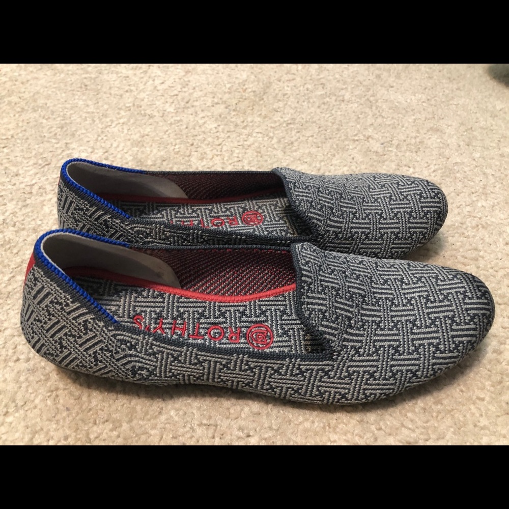 Rothy’s grey checked loafer size 8.5